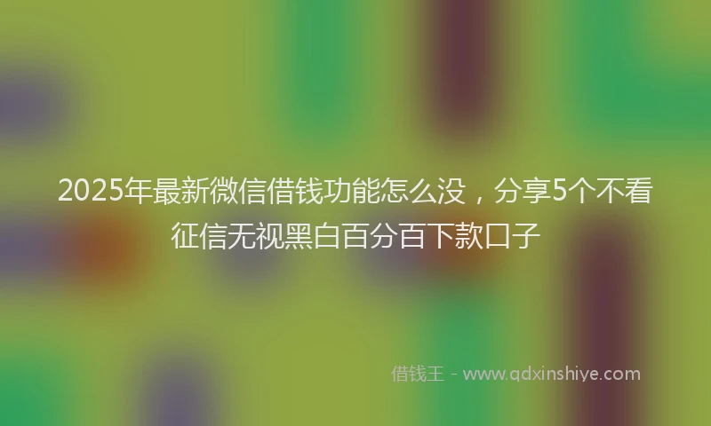 2025年最新微信借钱功能怎么没，分享5个不看征信无视黑白百分百下款口子