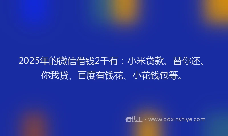 2025年的微信借钱2千有：小米贷款、替你还、你我贷、百度有钱花、小花钱包等。