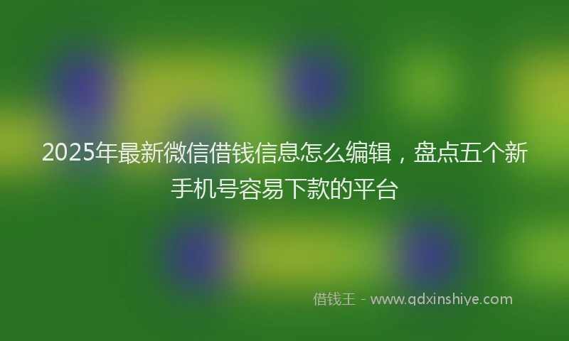 2025年最新微信借钱信息怎么编辑，盘点五个新手机号容易下款的平台
