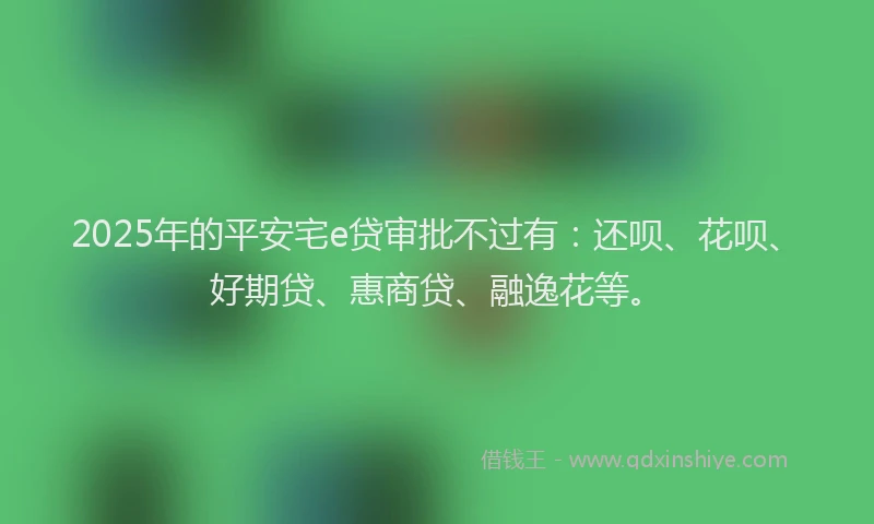 2025年的平安宅e贷审批不过有：还呗、花呗、好期贷、惠商贷、融逸花等。