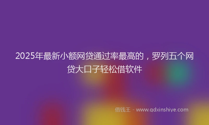 2025年最新小额网贷通过率最高的，罗列五个网贷大口子轻松借软件