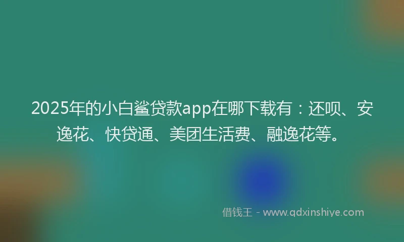 2025年的小白鲨贷款app在哪下载有：还呗、安逸花、快贷通、美团生活费、融逸花等。