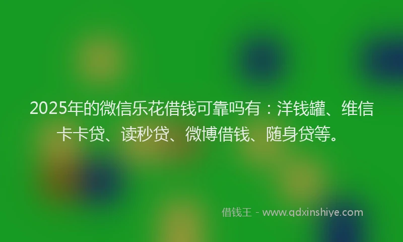 2025年的微信乐花借钱可靠吗有：洋钱罐、维信卡卡贷、读秒贷、微博借钱、随身贷等。