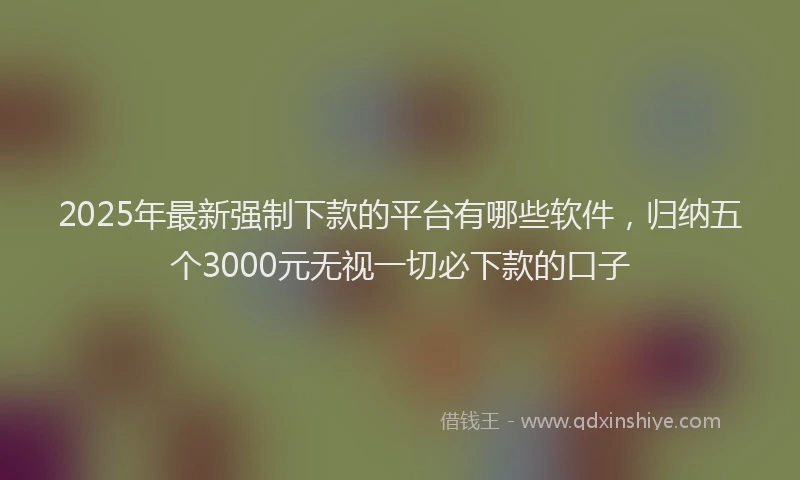 2025年最新强制下款的平台有哪些软件，归纳五个3000元无视一切必下款的口子