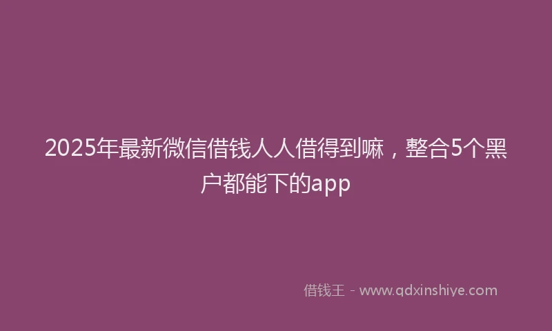 2025年最新微信借钱人人借得到嘛，整合5个黑户都能下的app