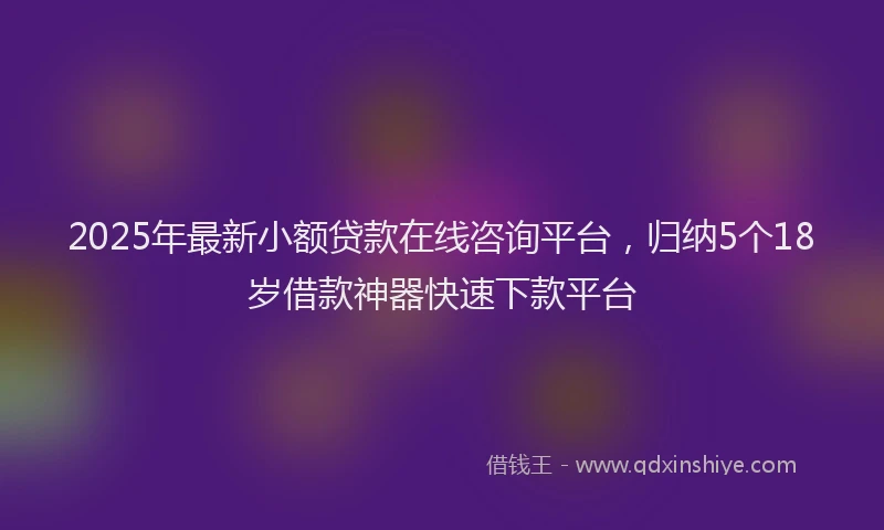2025年最新小额贷款在线咨询平台，归纳5个18岁借款神器快速下款平台