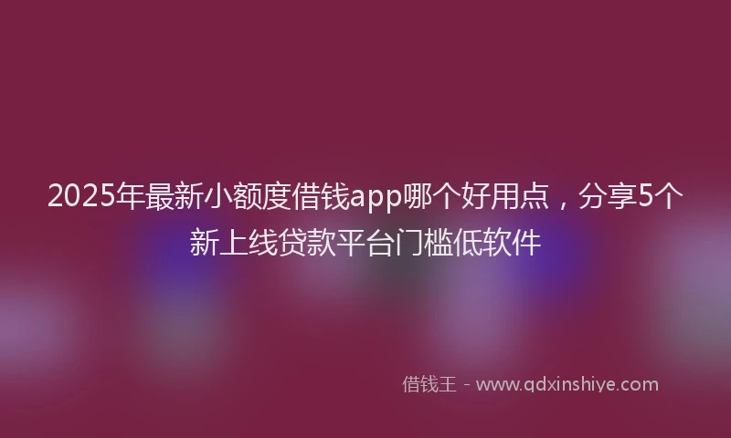 2025年最新小额度借钱app哪个好用点，分享5个新上线贷款平台门槛低软件