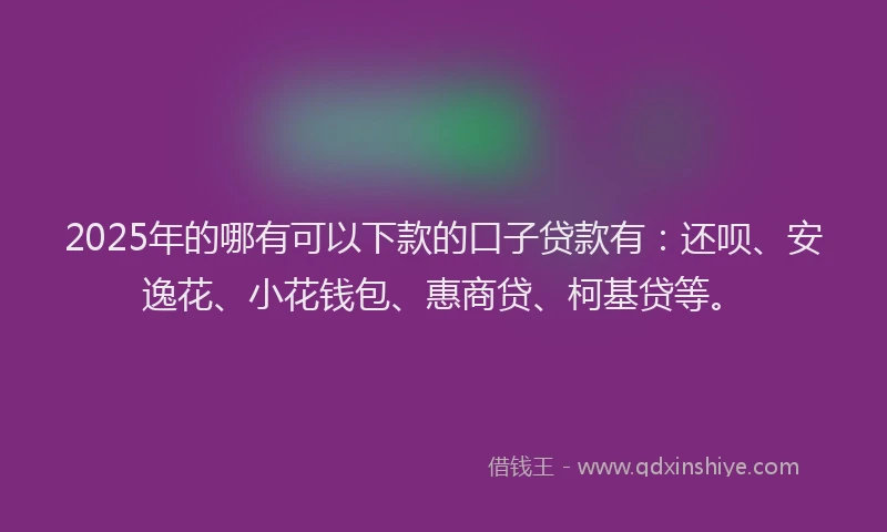 2025年的哪有可以下款的口子贷款有：还呗、安逸花、小花钱包、惠商贷、柯基贷等。