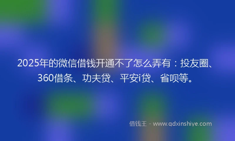 2025年的微信借钱开通不了怎么弄有：投友圈、360借条、功夫贷、平安i贷、省呗等。