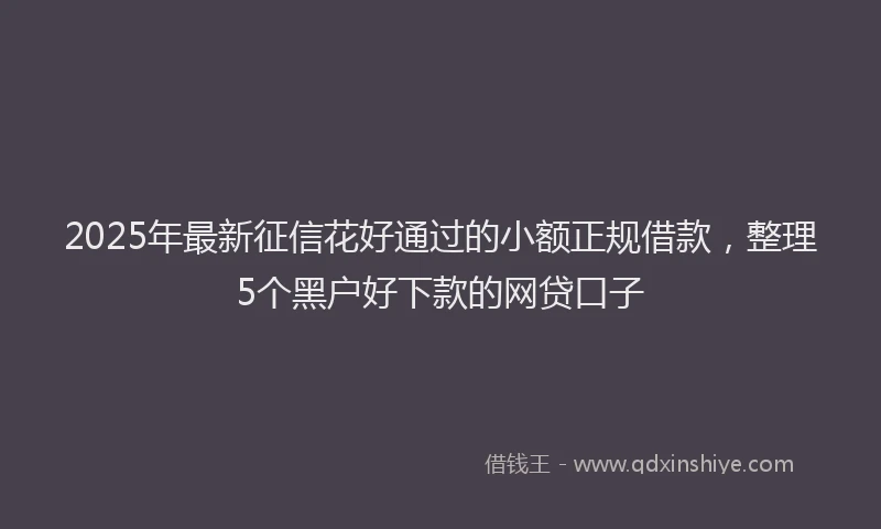 2025年最新征信花好通过的小额正规借款，整理5个黑户好下款的网贷口子