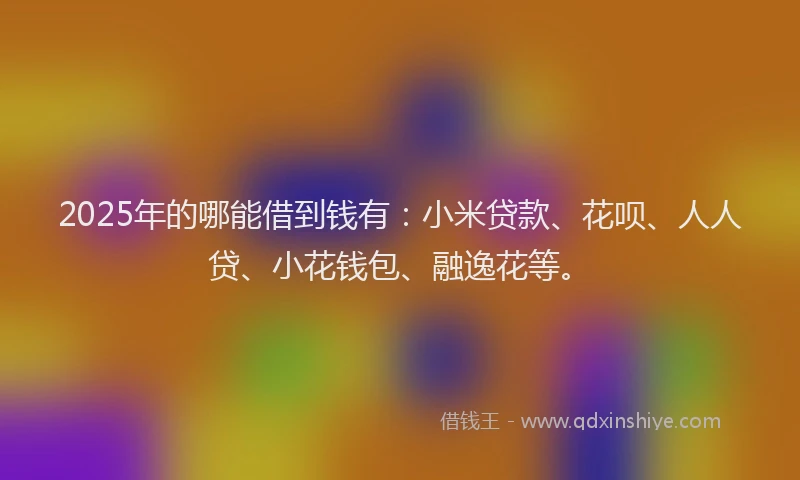 2025年的哪能借到钱有：小米贷款、花呗、人人贷、小花钱包、融逸花等。