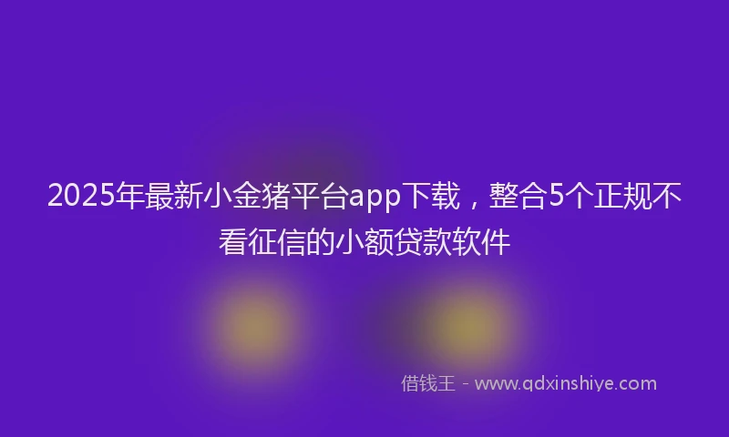 2025年最新小金猪平台app下载，整合5个正规不看征信的小额贷款软件