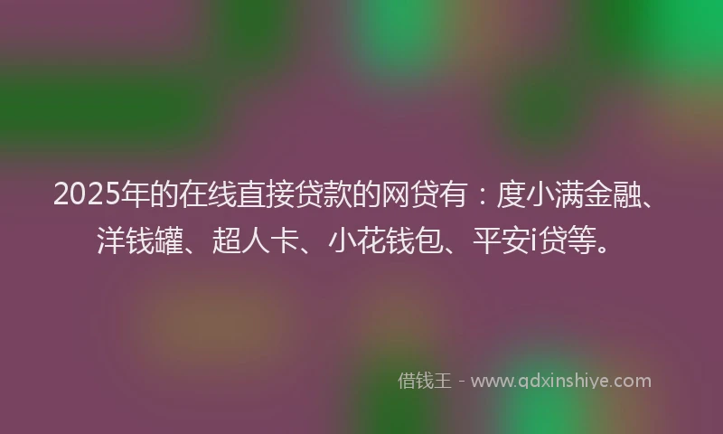 2025年的在线直接贷款的网贷有：度小满金融、洋钱罐、超人卡、小花钱包、平安i贷等。