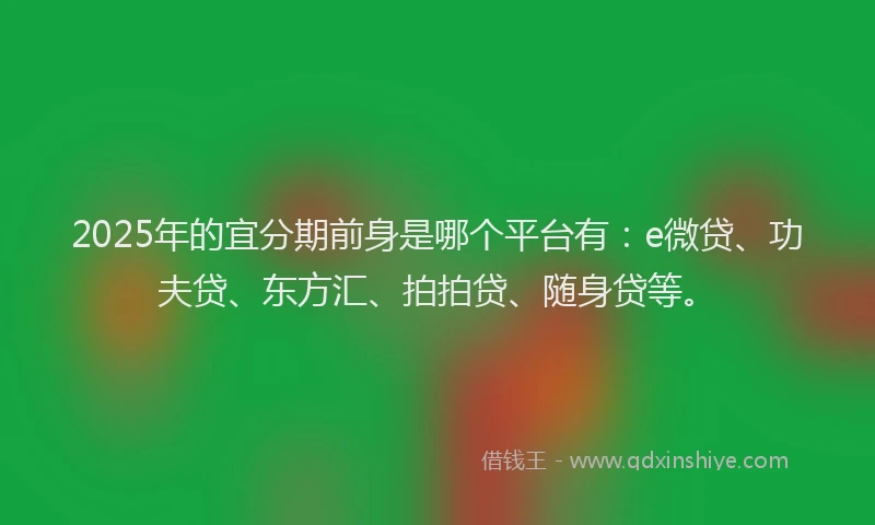 2025年的宜分期前身是哪个平台有：e微贷、功夫贷、东方汇、拍拍贷、随身贷等。