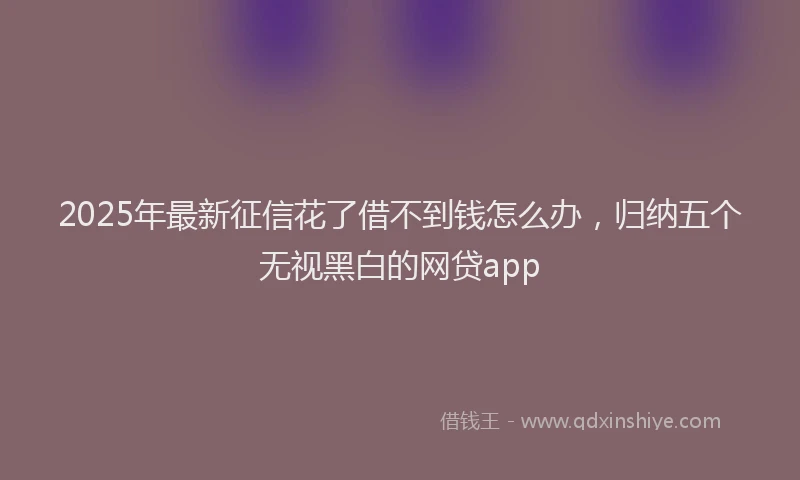 2025年最新征信花了借不到钱怎么办，归纳五个无视黑白的网贷app