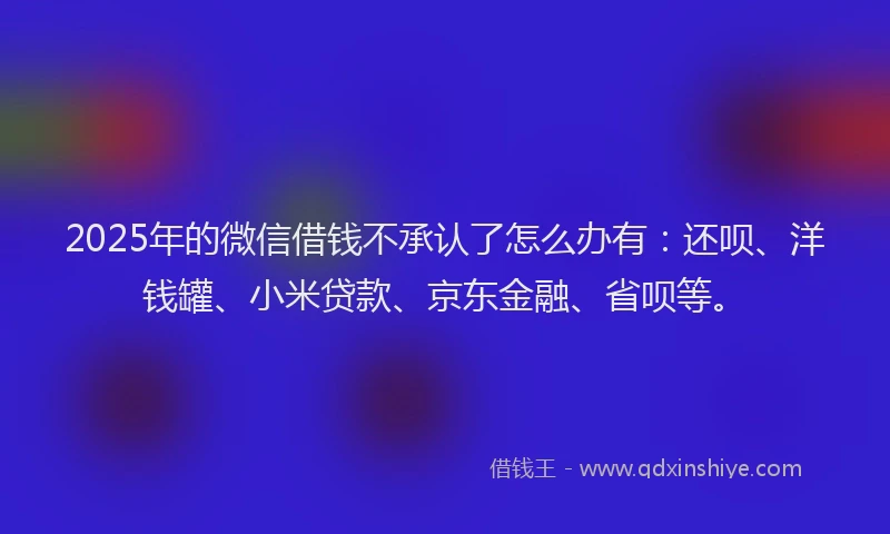 2025年的微信借钱不承认了怎么办有：还呗、洋钱罐、小米贷款、京东金融、省呗等。