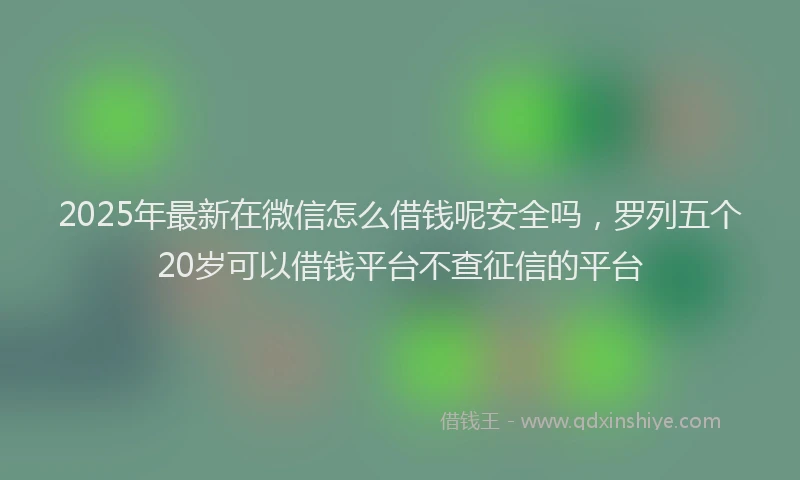 2025年最新在微信怎么借钱呢安全吗，罗列五个20岁可以借钱平台不查征信的平台