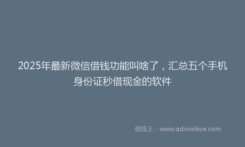 2025年最新微信借钱功能叫啥了，汇总五个手机身份证秒借现金的软件