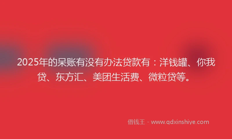 2025年的呆账有没有办法贷款有：洋钱罐、你我贷、东方汇、美团生活费、微粒贷等。