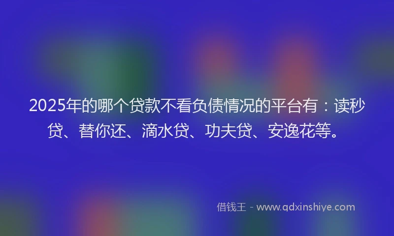 2025年的哪个贷款不看负债情况的平台有：读秒贷、替你还、滴水贷、功夫贷、安逸花等。