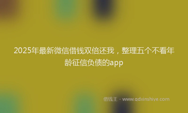 2025年最新微信借钱双倍还我，整理五个不看年龄征信负债的app