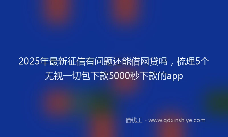 2025年最新征信有问题还能借网贷吗，梳理5个无视一切包下款5000秒下款的app