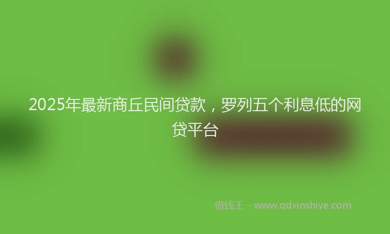2025年最新商丘民间贷款，罗列五个利息低的网贷平台