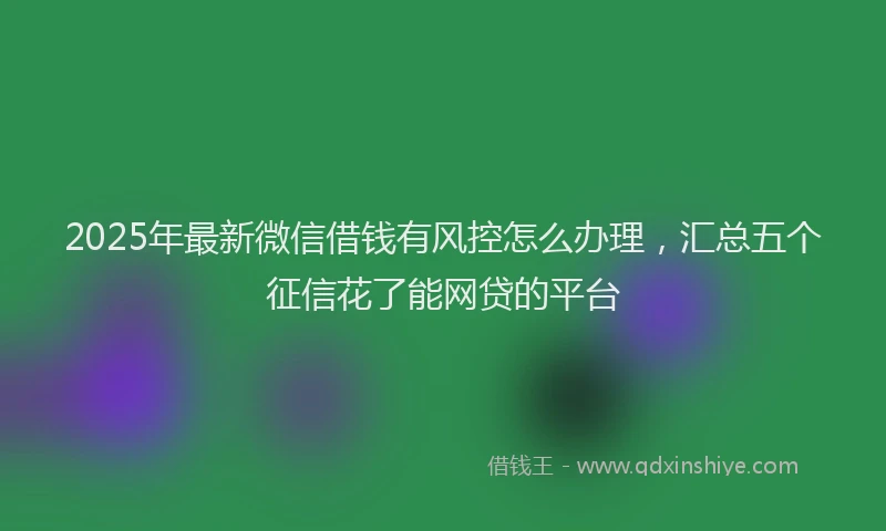 2025年最新微信借钱有风控怎么办理，汇总五个征信花了能网贷的平台