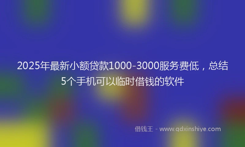 2025年最新小额贷款1000-3000服务费低，总结5个手机可以临时借钱的软件
