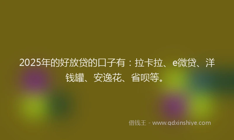 2025年的好放贷的口子有：拉卡拉、e微贷、洋钱罐、安逸花、省呗等。