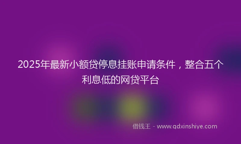 2025年最新小额贷停息挂账申请条件，整合五个利息低的网贷平台