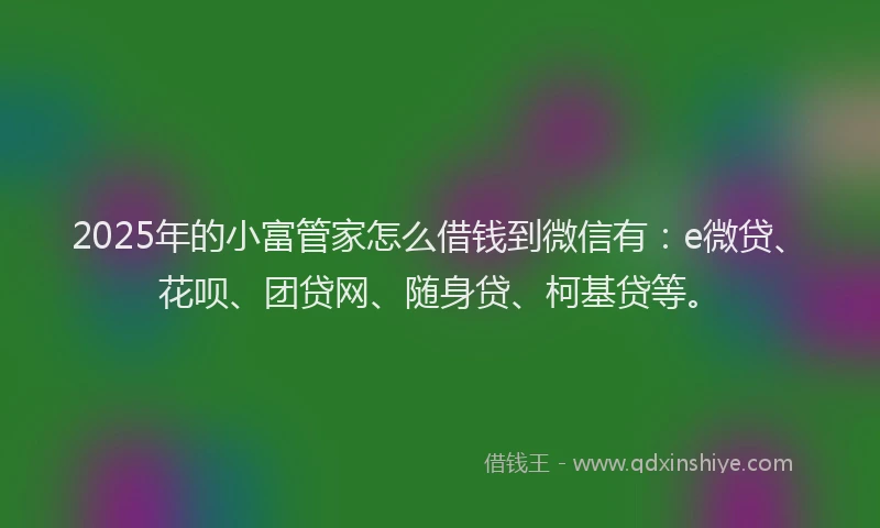 2025年的小富管家怎么借钱到微信有：e微贷、花呗、团贷网、随身贷、柯基贷等。