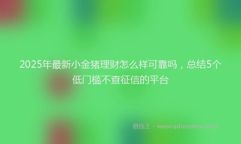 2025年最新小金猪理财怎么样可靠吗，总结5个低门槛不查征信的平台