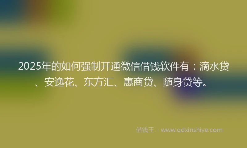 2025年的如何强制开通微信借钱软件有：滴水贷、安逸花、东方汇、惠商贷、随身贷等。