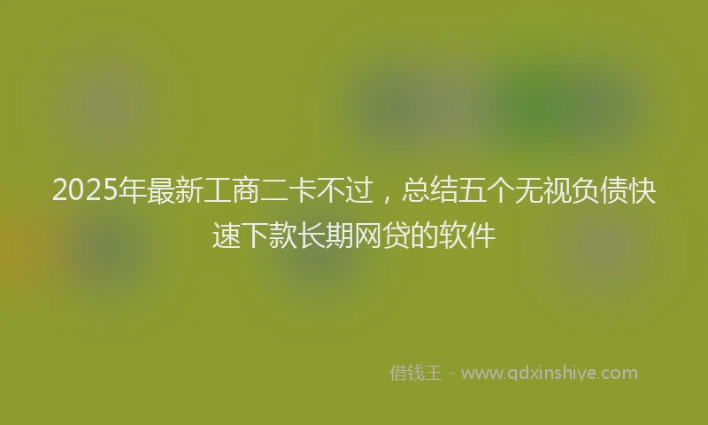 2025年最新工商二卡不过，总结五个无视负债快速下款长期网贷的软件