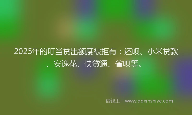 2025年的叮当贷出额度被拒有：还呗、小米贷款、安逸花、快贷通、省呗等。