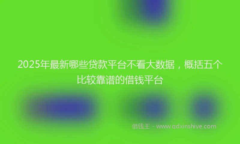 2025年最新哪些贷款平台不看大数据，概括五个比较靠谱的借钱平台