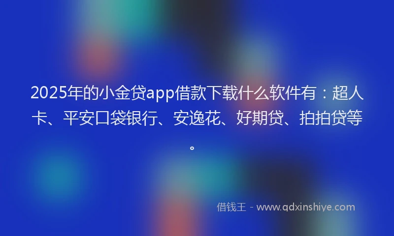 2025年的小金贷app借款下载什么软件有：超人卡、平安口袋银行、安逸花、好期贷、拍拍贷等。