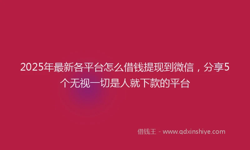 2025年最新各平台怎么借钱提现到微信，分享5个无视一切是人就下款的平台