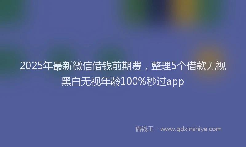 2025年最新微信借钱前期费，整理5个借款无视黑白无视年龄100%秒过app