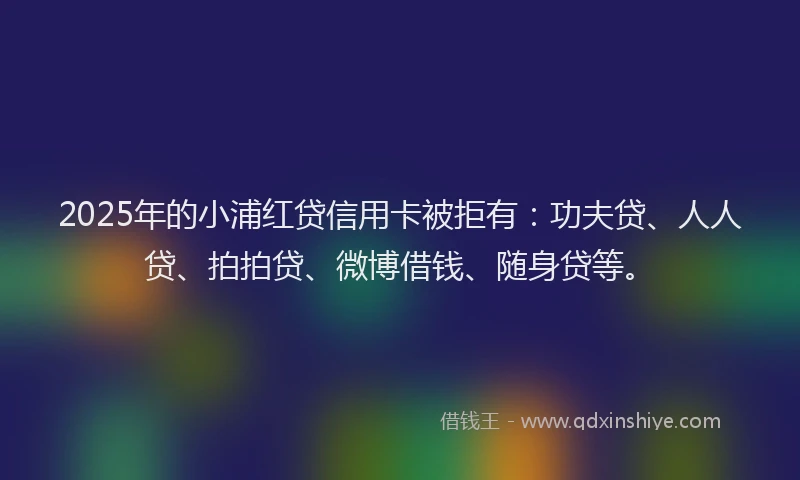2025年的小浦红贷信用卡被拒有：功夫贷、人人贷、拍拍贷、微博借钱、随身贷等。