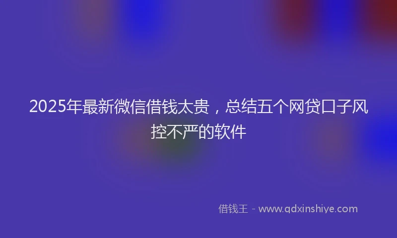 2025年最新微信借钱太贵，总结五个网贷口子风控不严的软件