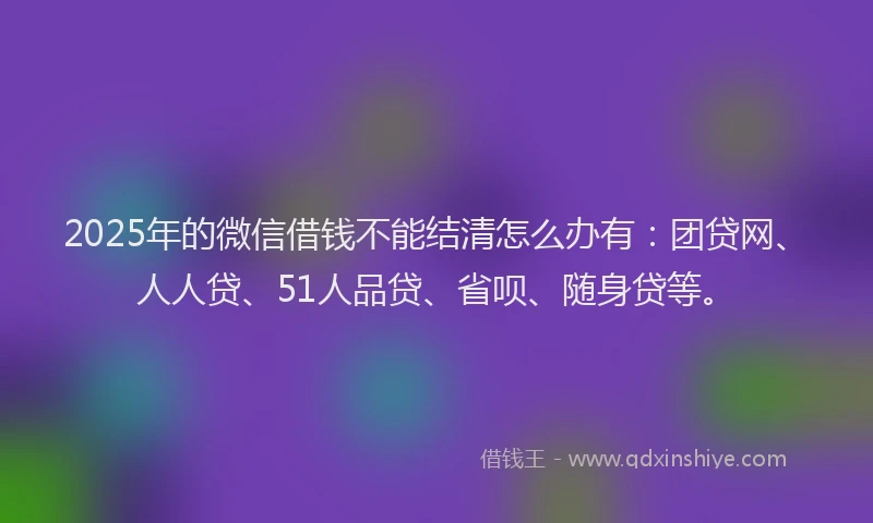 2025年的微信借钱不能结清怎么办有：团贷网、人人贷、51人品贷、省呗、随身贷等。