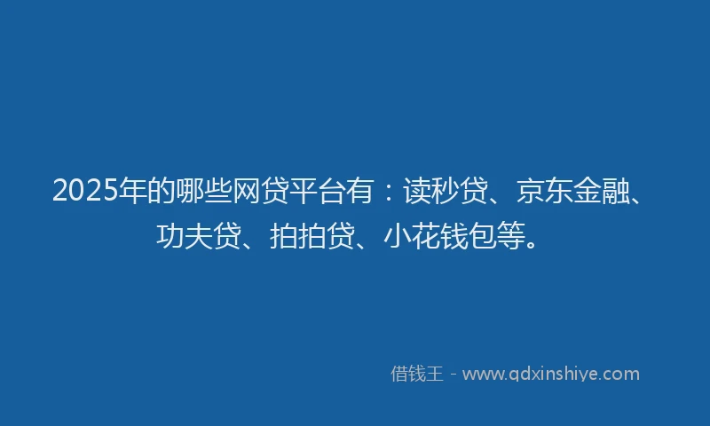2025年的哪些网贷平台有：读秒贷、京东金融、功夫贷、拍拍贷、小花钱包等。
