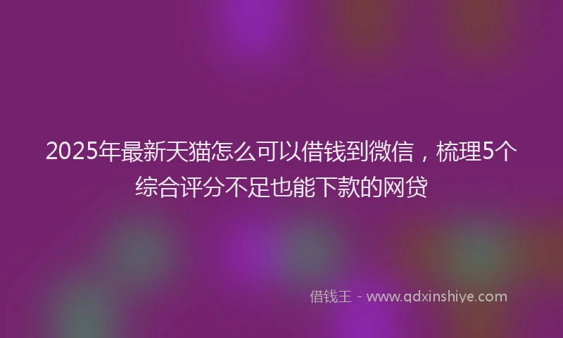 2025年最新天猫怎么可以借钱到微信，梳理5个综合评分不足也能下款的网贷