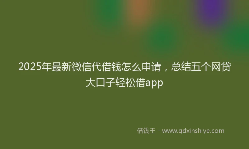2025年最新微信代借钱怎么申请，总结五个网贷大口子轻松借app