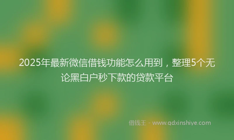 2025年最新微信借钱功能怎么用到，整理5个无论黑白户秒下款的贷款平台