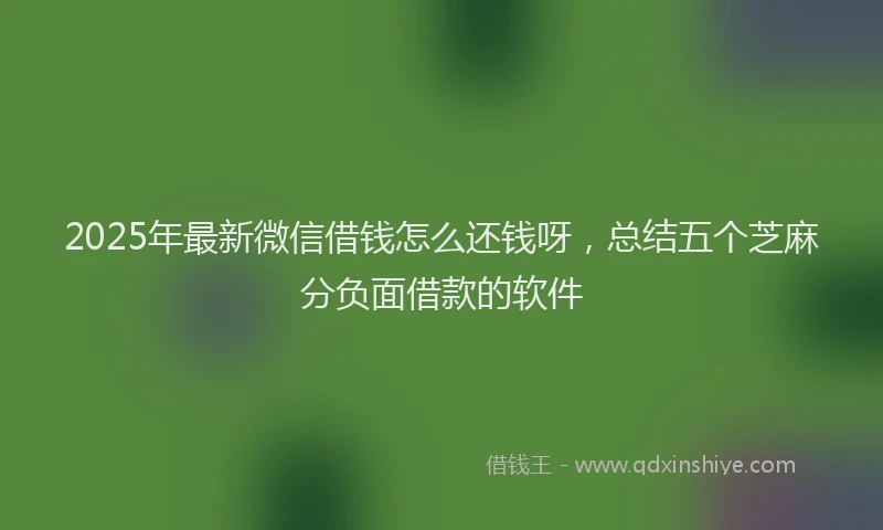2025年最新微信借钱怎么还钱呀，总结五个芝麻分负面借款的软件