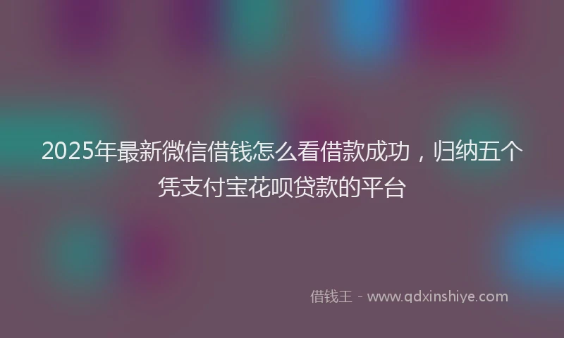 2025年最新微信借钱怎么看借款成功，归纳五个凭支付宝花呗贷款的平台