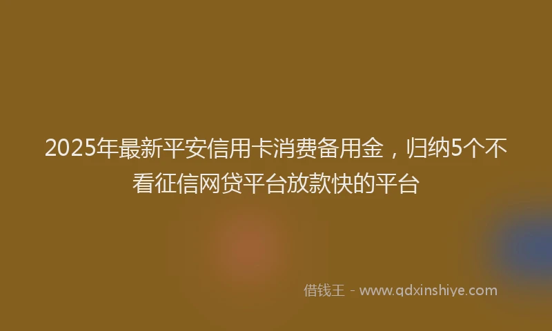 2025年最新平安信用卡消费备用金，归纳5个不看征信网贷平台放款快的平台